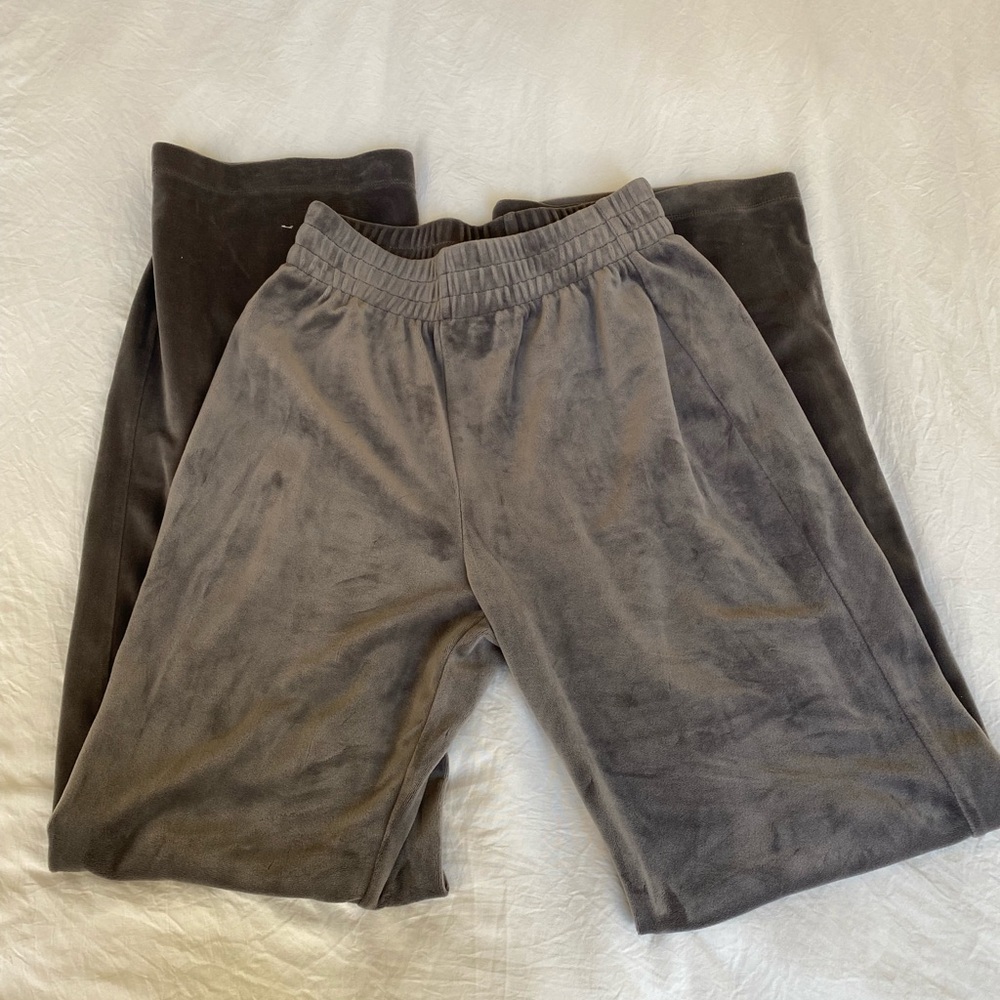 h&m velour wide leg pants